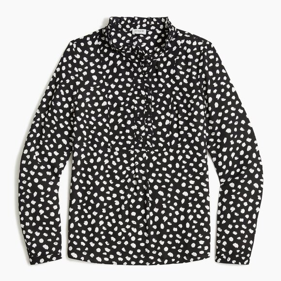 J Crew Factory Printed Long Sleeve Top With Ruffles Flaw Size 12 - Picture 1 of 5
